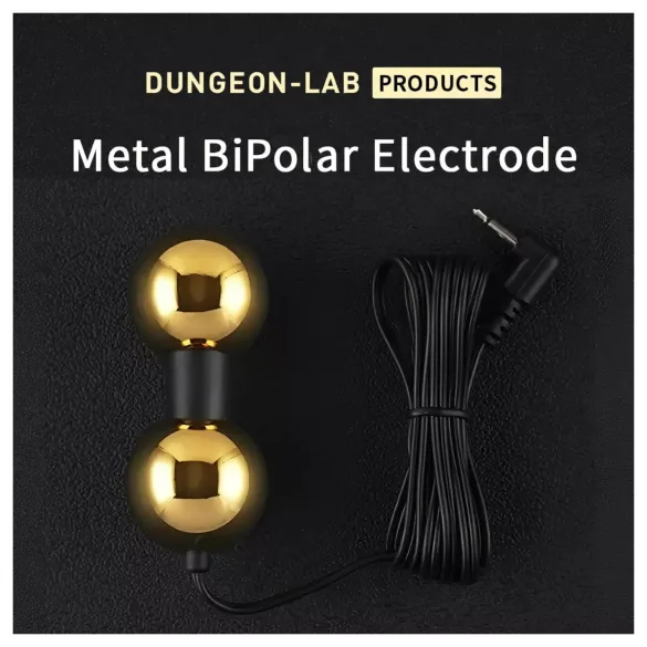 DG-LAB BiPolar B - dvipolis, smėlio laikrodžio formos metalinis elektrodas (auksinis)