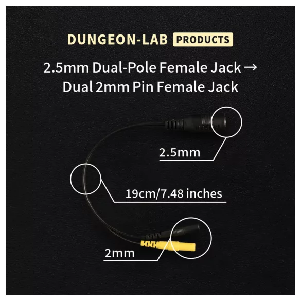 DG-LAB - elektrodų skirstytuvas iš 2,5 mm lizdo į 2 mm (juodas)