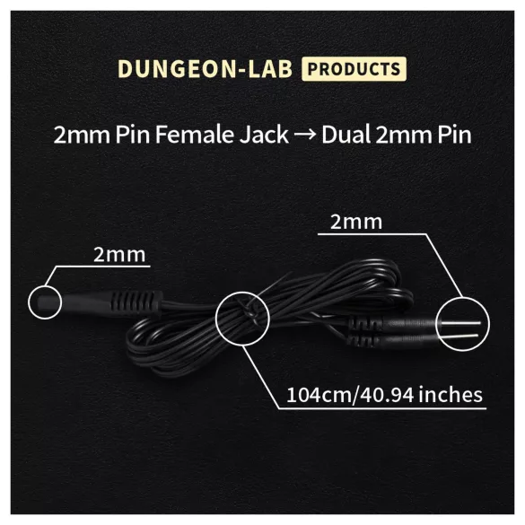 DG-LAB - 2 mm elektrodų ilginimo ir skirstymo kabelis (juodas)