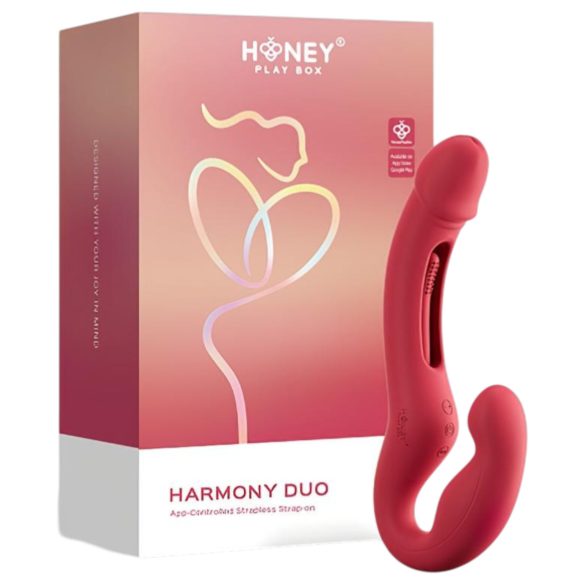 Honey Play Box Harmony Duo - prisegamas vibratorius su liežuviu - raudonas