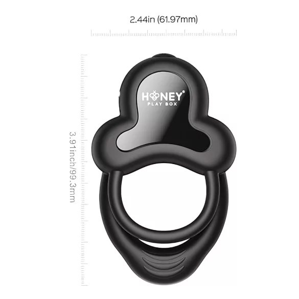 Honey Play Box Anello - vibruojantis penio ir sėklidžių žiedas - juodas