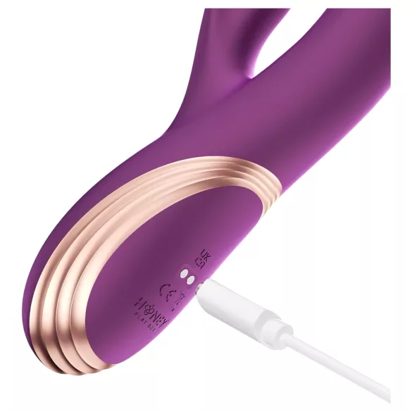 Honey Play Box Gem - programėle valdomas karoliukinis G taško ir klitorio vibratorius (violetinis)