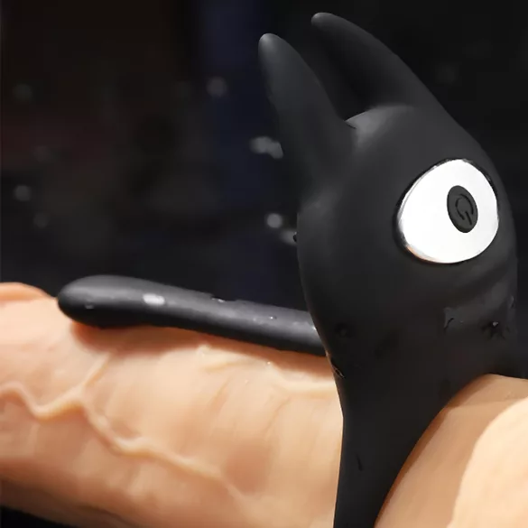 AlvUp - vibruojantis penio žiedas su klitorio stimuliatoriumi - juodas