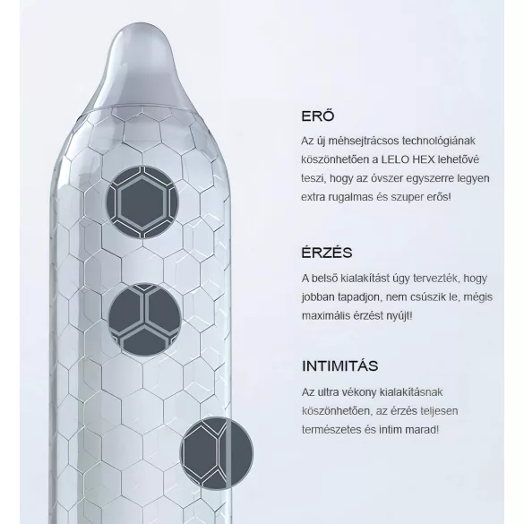 LELO Hex Original - prezervatyvai - ploni lateksiniai - 3 vnt