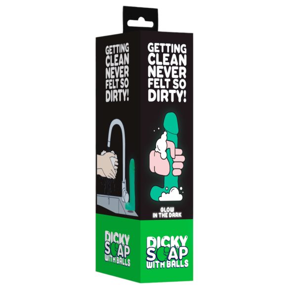 Dicky - švytintis muilas su sėklidėmis formos penis - 265g