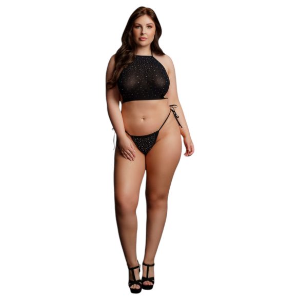 Le Désir Plus Size - blizgantis vakarėlių rinkinys - juodas (XL-3XL)