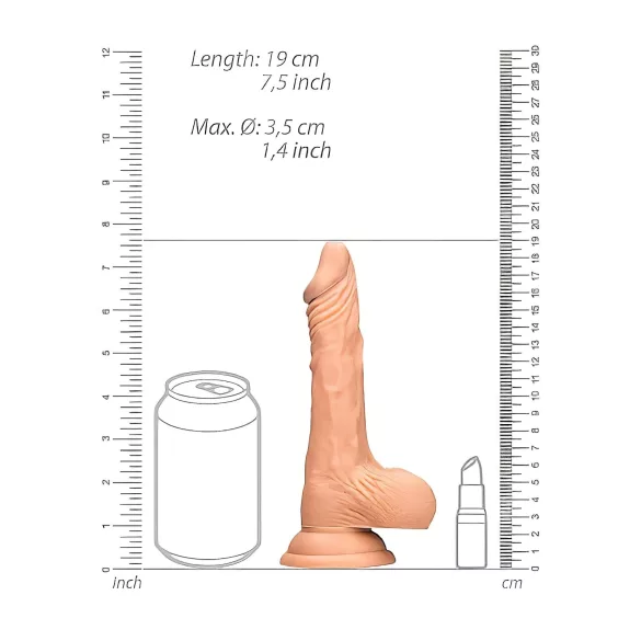 RealRock Dong 7 - realistiškas dildo su sėklidėmis 17cm - kūno spalvos