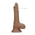 RealRock Dong 7 - tikroviškas dildo su sėklidėmis (17 cm) - tamsi natūrali spalva
