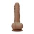 RealRock Dong 7 - tikroviškas dildo su sėklidėmis (17 cm) - tamsi natūrali spalva
