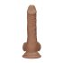RealRock Dong 7 - tikroviškas dildo su sėklidėmis (17 cm) - tamsi natūrali spalva