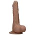 RealRock Dong 7 - tikroviškas dildo su sėklidėmis (17 cm) - tamsi natūrali spalva