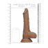RealRock Dong 10 - tikroviškas dildo su sėklidėmis (25cm) - tamsi natūrali spalva