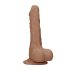 RealRock Dong 10 - tikroviškas dildo su sėklidėmis (25cm) - tamsi natūrali spalva