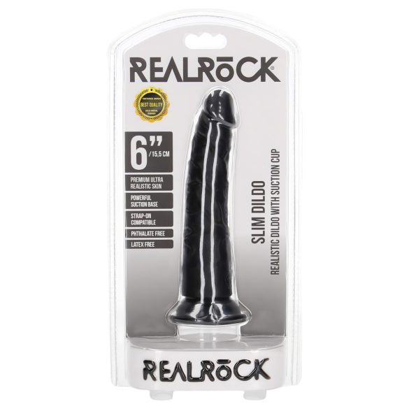 RealRock - realistiškas siauras dildo - 15,5 cm - juodas