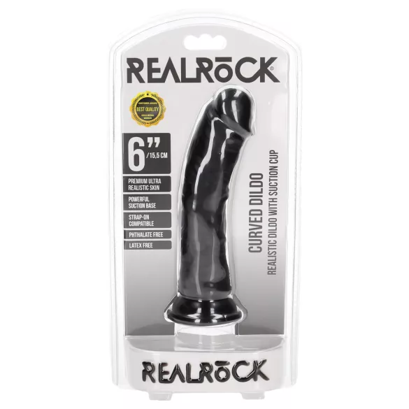 RealRock - tikroviškas dildo su siurbtuku - 15,5 cm - juodas