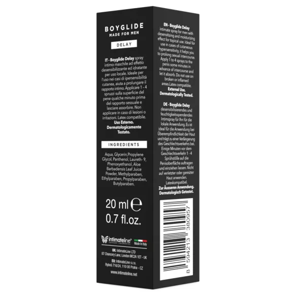 Intimateline Boyglide - atidėliojantis purškiklis vyrams (20 ml)