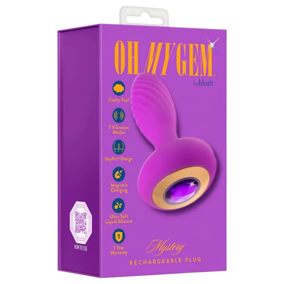 Oh My Gem - vibruojantis analinis kaištis su akmeniu - violetinis