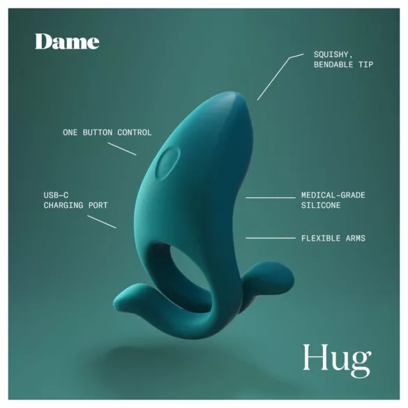 Dame Hug - reguliuojamas vibruojantis penio žiedas (žalias)