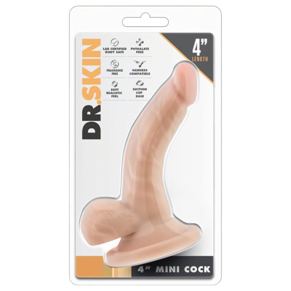 Dr. Skin - dildo su sėklidėmis ir siurbtuku - realistiškas kūno spalvos 12 cm