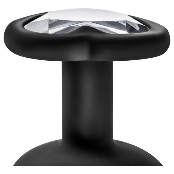 Temptasia S - analinis kaištis su širdelės formos akmeniu - juodas, mažas