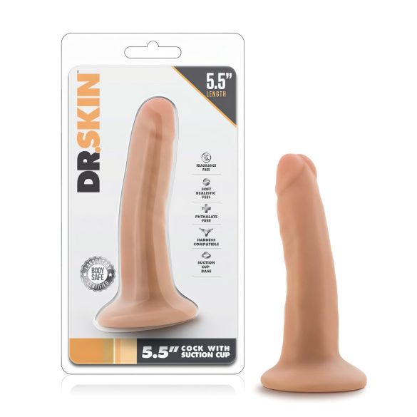 Dr. Skin 5,5 - realistiškas dildo su siurbtuku - kūno spalvos 14 cm