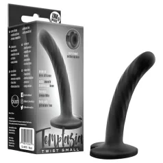   Temptasia Twist Small - juodas, su siurbtuku, susuktos formos dildo