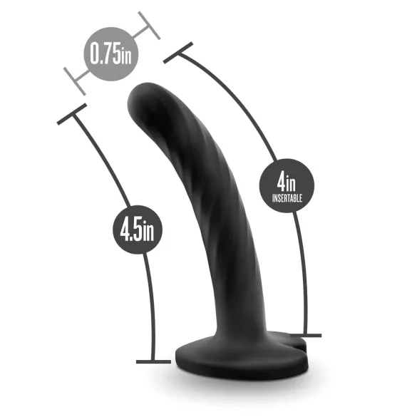 Temptasia Twist Small - juodas, su siurbtuku, susuktos formos dildo