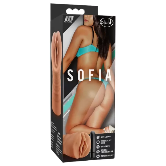 M For Men Sofia - vibruojanti dirbtinė vagina - kūno spalvos