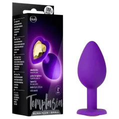   Temptasia S - auksu puoštas, širdelės formos analinis kaištis (violetinis) - mažas