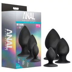   Anal Adventures Platinum Stout - analinių kaiščių rinkinys - 3 vnt - juodi