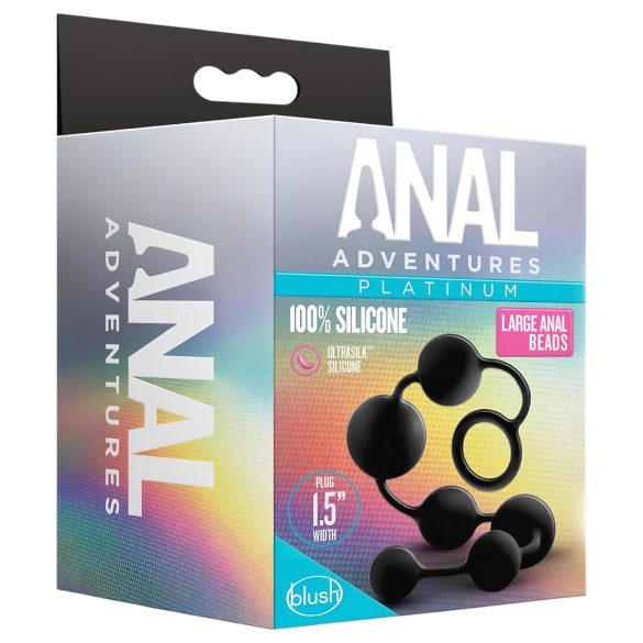 Anal Adventures L - analinis dildo su karoliukais - juodas
