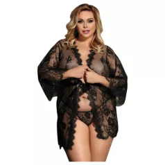   Subblime Queen Plus - moteriškas chalatas su nėriniais - juodas (XL-2XL)