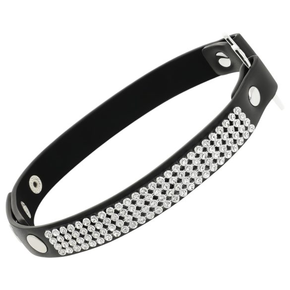 Coquette - kaklo papuošalas su širdies pakabuku - juodas, su kristalais