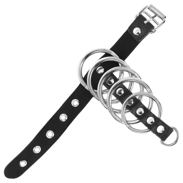 Kink - penio žiedas su metaliniais žiedais - juodas