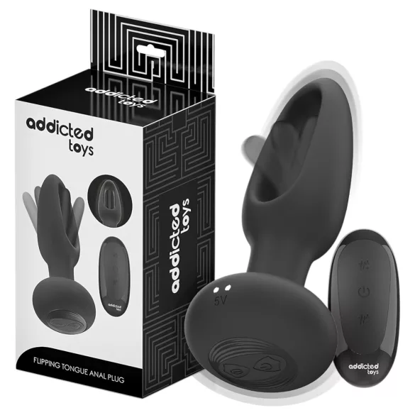 Addicted Toys - analinis vibratorius su judančia liežuviu - juodas