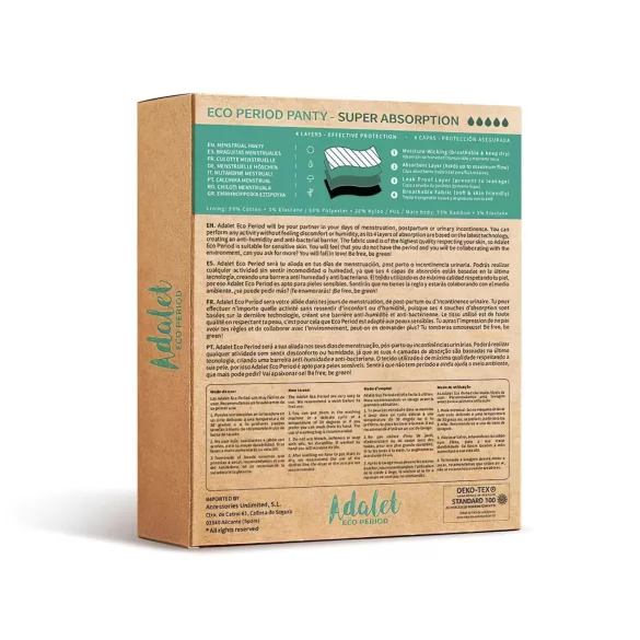 Adalet Natura Super - menstruacinės kelnaitės - juodos - M