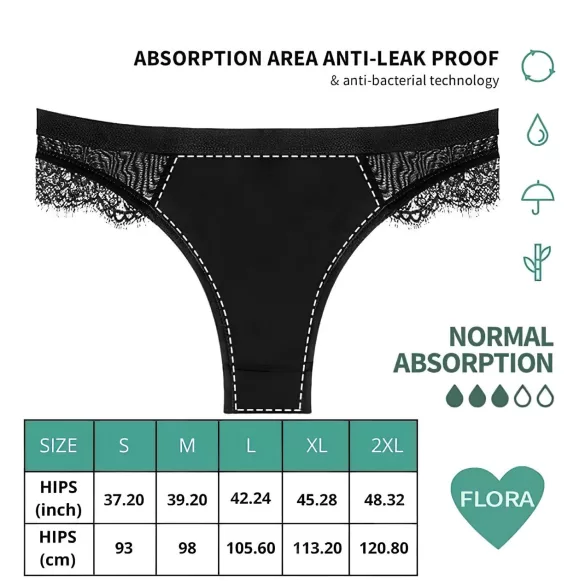 Adalet Flora Normal - menstruacinės kelnaitės - juodos