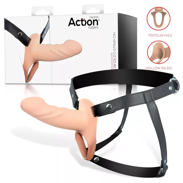 Action StrapOn S - prisegamas tuščiaviduris dildo (natūralios spalvos)