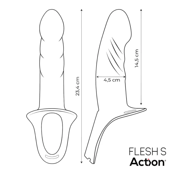 Action StrapOn S - prisegamas tuščiaviduris dildo (natūralios spalvos)