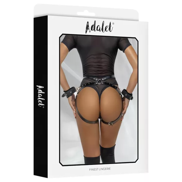 Adalet Jimena - veganiška odinė BDSM petneša su antrankiais - juoda