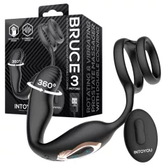   IntoYou Bruce - radijo bangomis valdomas besisukantis prostatos vibratorius su dvigubu žiedu (juodas)