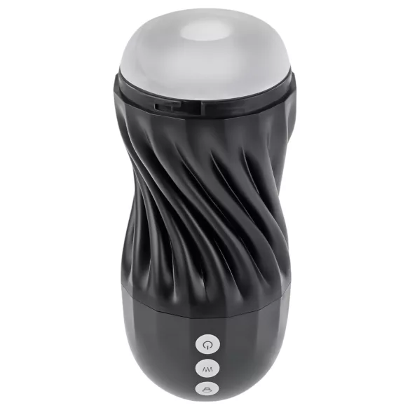Playboy Solo Stroker - įkraunamas siurbimo masturbatorius (juodas)
