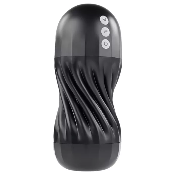 Playboy Solo Stroker - įkraunamas siurbimo masturbatorius (juodas)