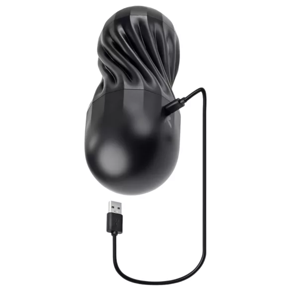 Playboy Solo Stroker - įkraunamas siurbimo masturbatorius (juodas)