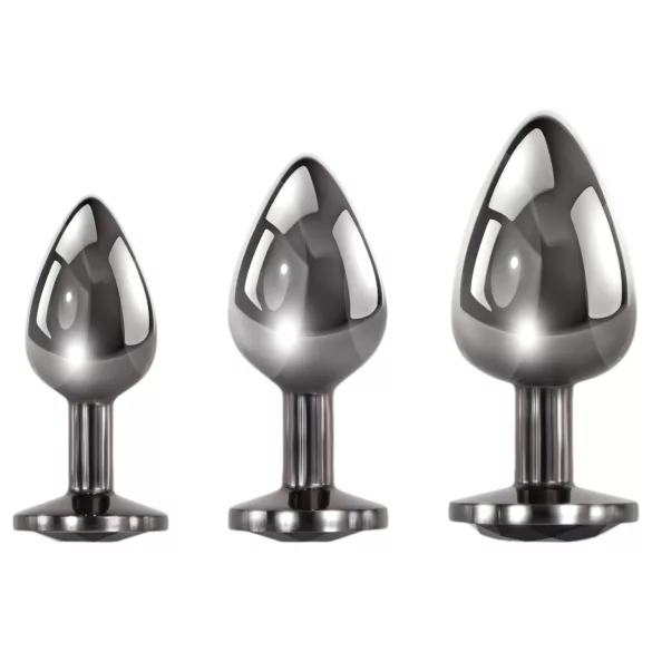 „Evolved Black Gem“ - metalinių analinių kaiščių rinkinys su juodu akmeniu (sidabrinis)