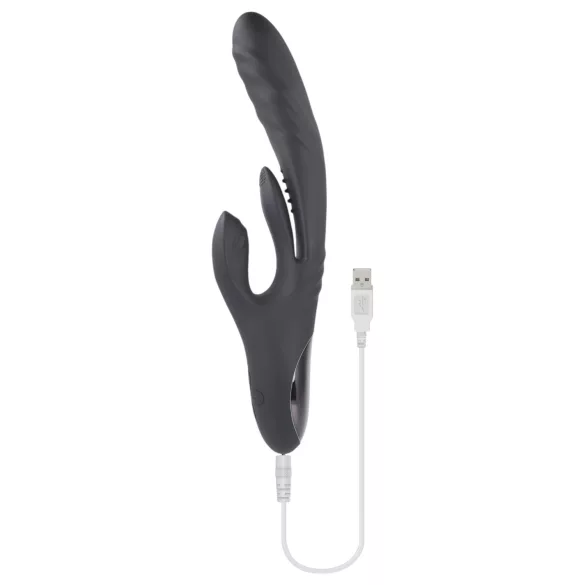 Playboy Rapid Rabbit - triušio tipo vibratorius moterims - juodas, įkraunamas