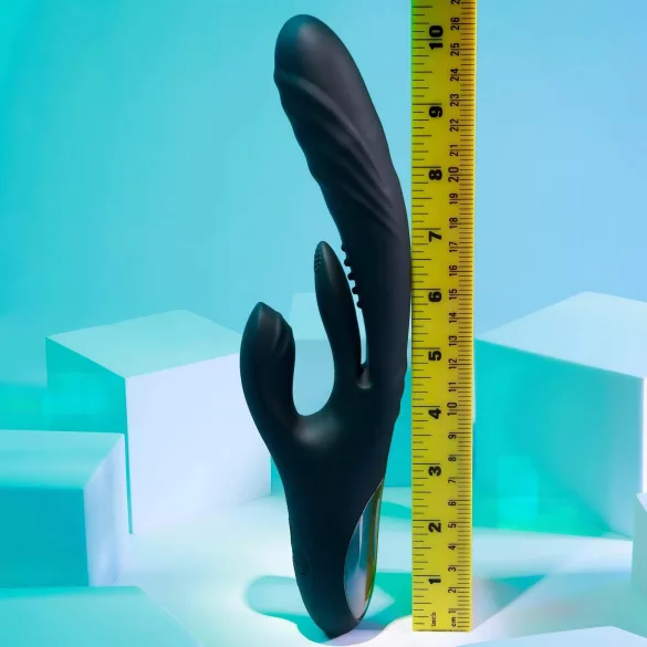 Playboy Rapid Rabbit - triušio tipo vibratorius moterims - juodas, įkraunamas