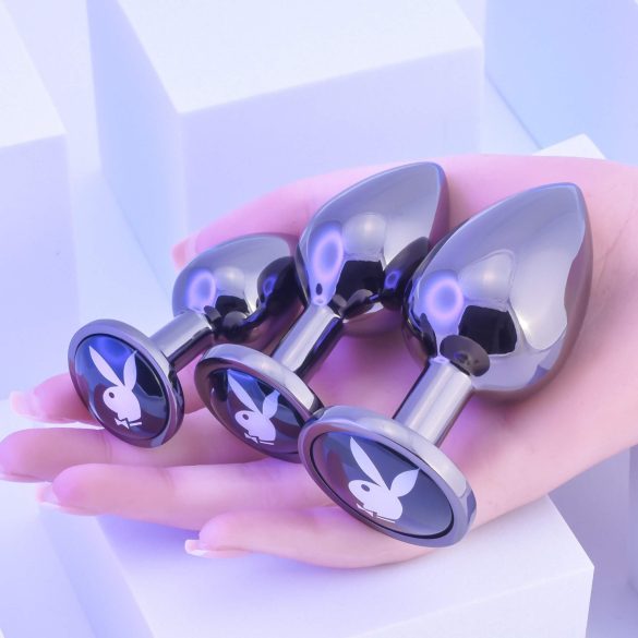 Playboy - analinių kaiščių rinkinys - 3 vnt - sidabriniai