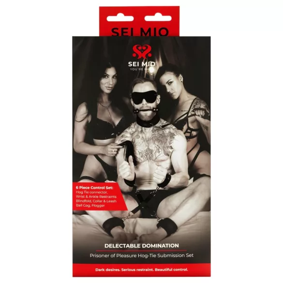 Sei Mio - bondage rinkinys - juodas - 6 dalių