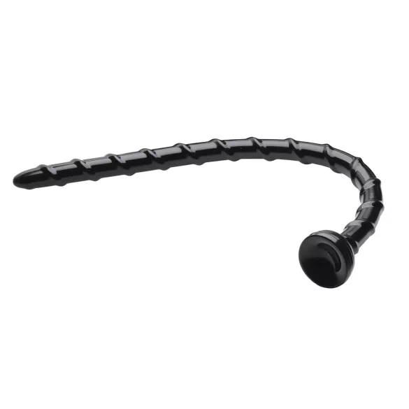 Hosed - analinis dildo - plonas banguotas - juodas - 18 cm